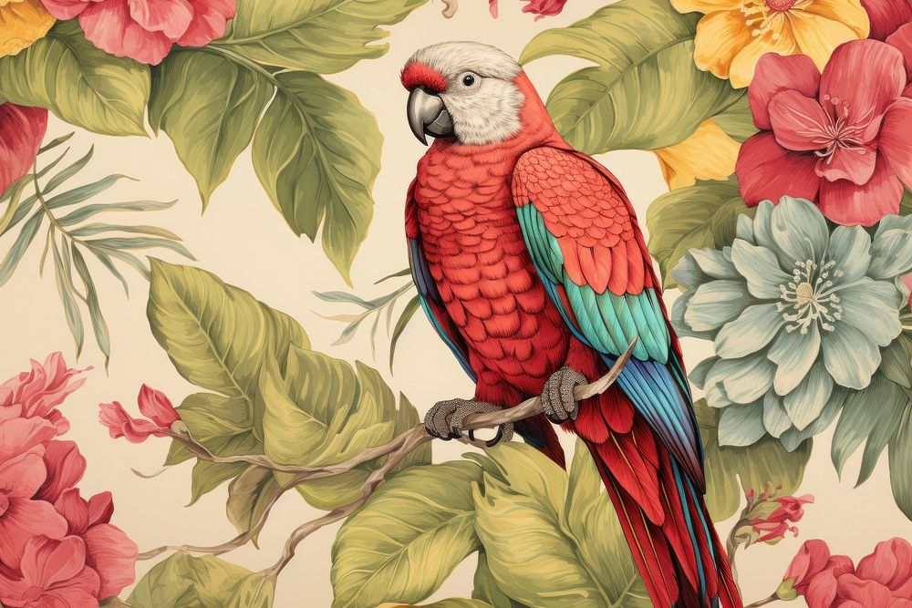 Seamless falcon wallpaper pattern parrot animal.