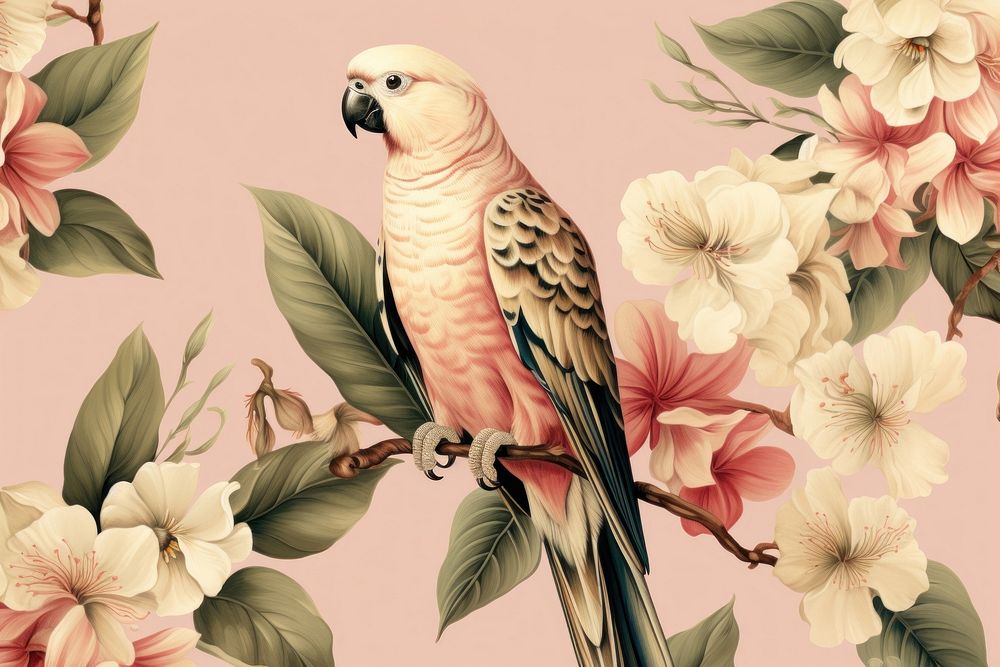 Seamless falcons wallpaper flower pattern parrot.