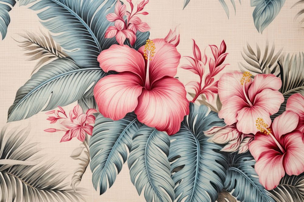 Pastel monotone nature wallpaper pattern flower backgrounds hibiscus.