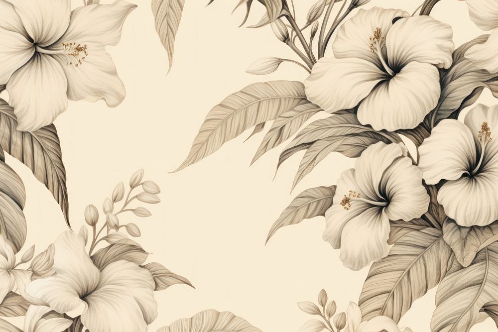 Pastel monotone nature wallpaper pattern flower sketch backgrounds.