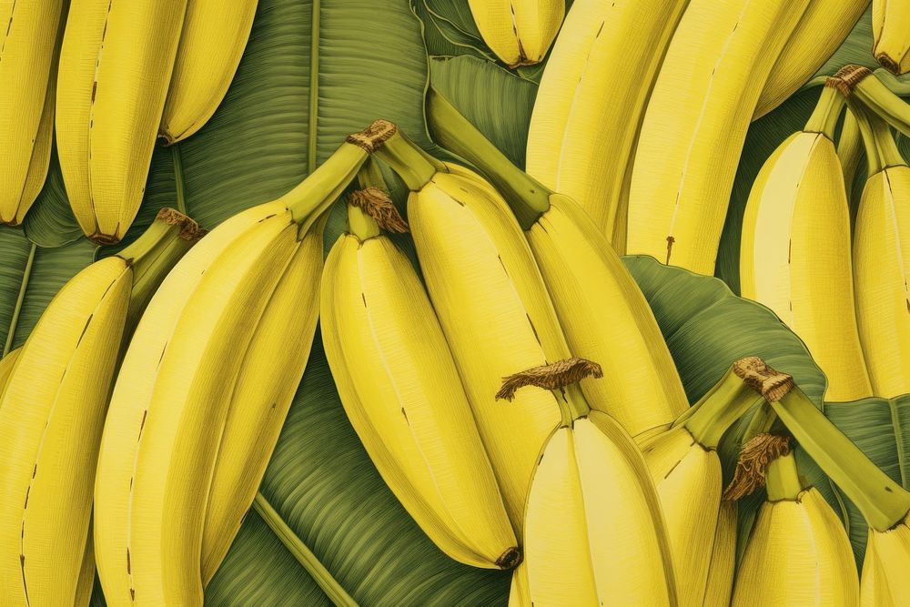 Seamless pattern banana leaves backgrounds plant fruit.