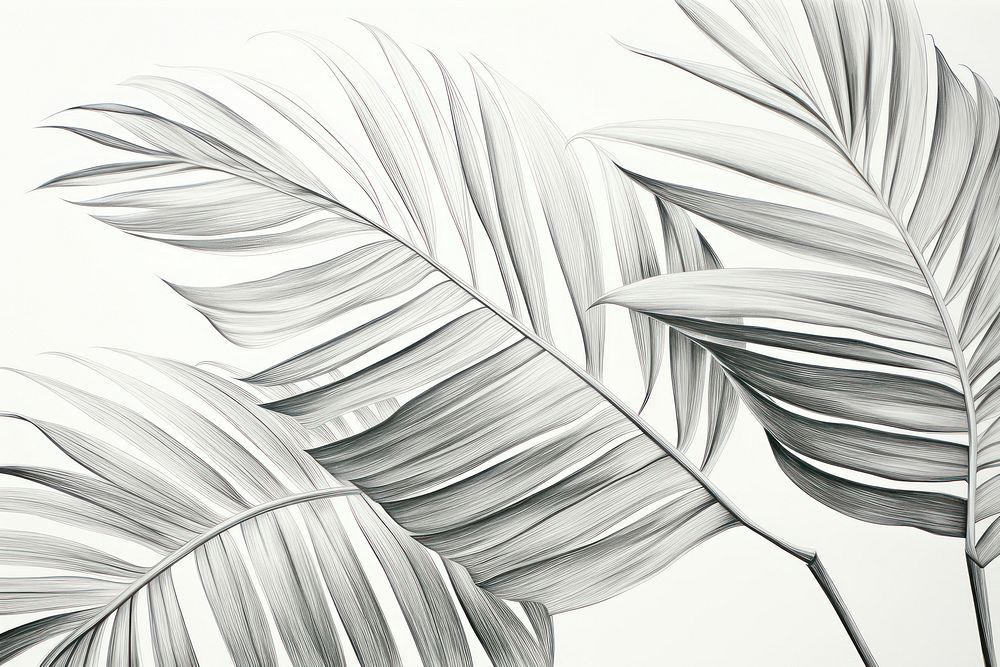 Palm leaves pencil sketch drawing backgrounds pattern.