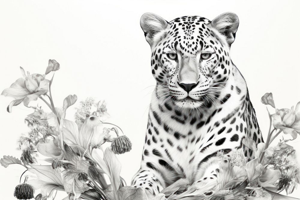 Leopard pencil sketch texture drawing wildlife pattern.