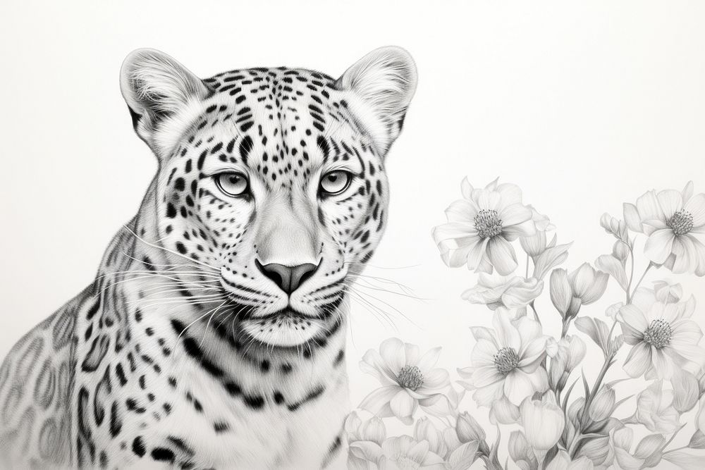 Leopard pencil sketch texture drawing wildlife pattern.