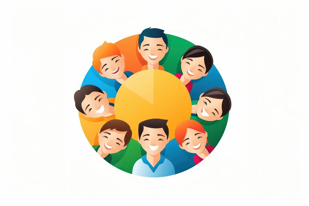 Group of people in circle from cartoon togetherness photography.