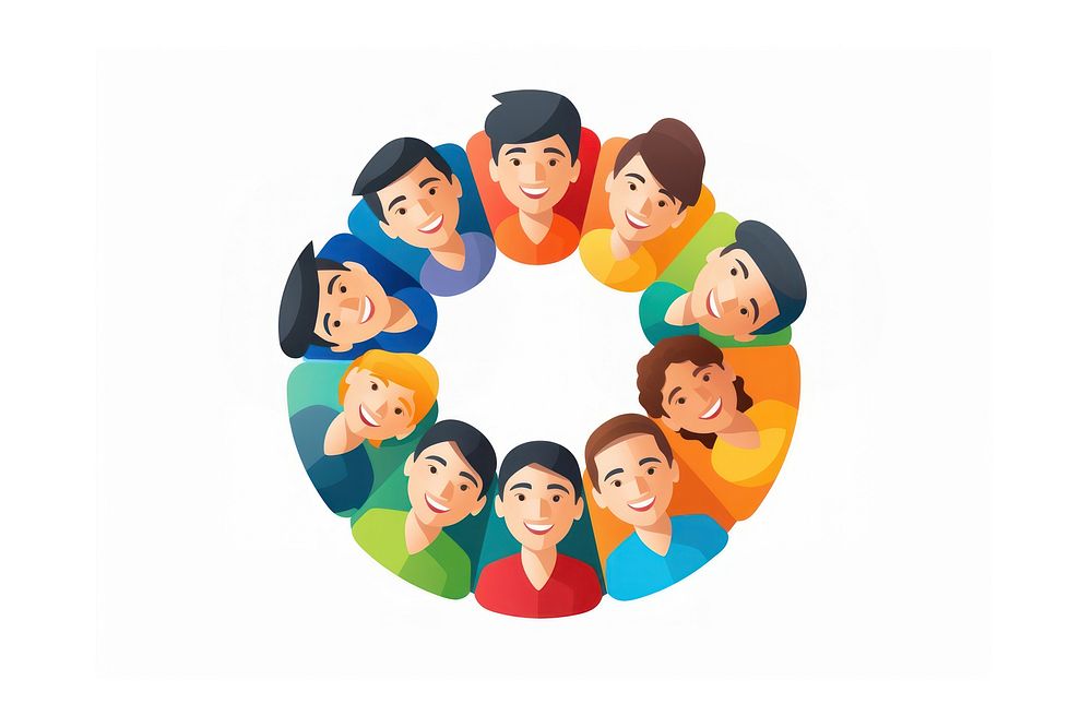 Group of people in circle from cartoon togetherness photography.