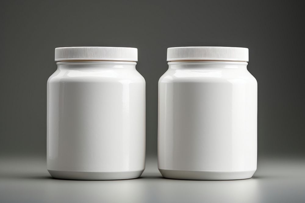 Protein powder jar porcelain white container.
