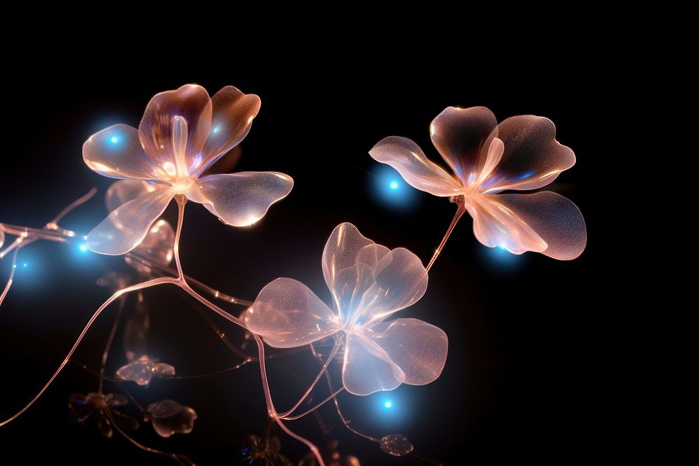 Transparent fairytale light lighting flower plant.
