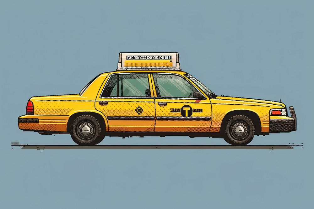 Taxi cut pixel car vehicle transportation.