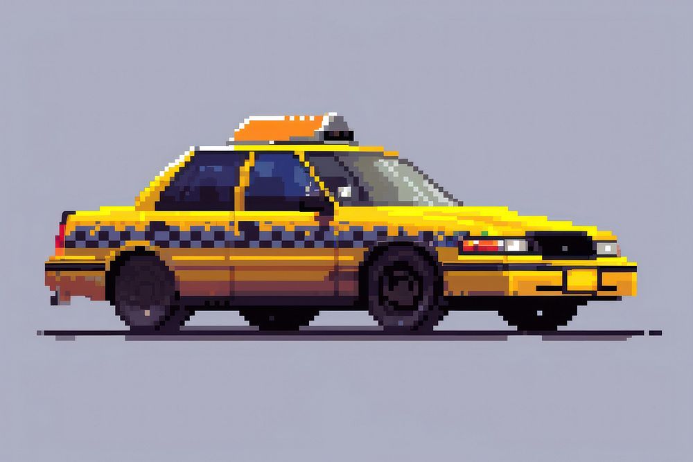 Taxi cut pixel car vehicle transportation.