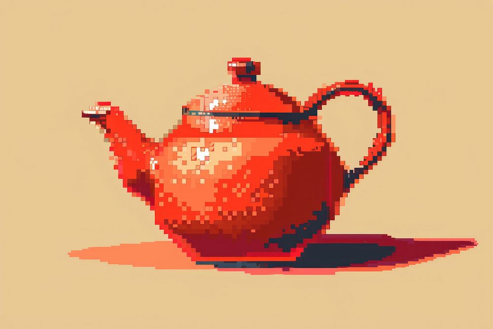 Teapot cut pixel art refreshment tableware.
