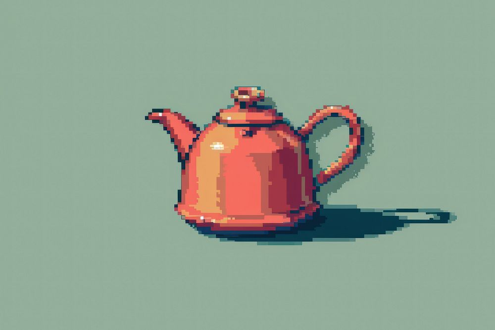 Teapot cut pixel art refreshment tableware.