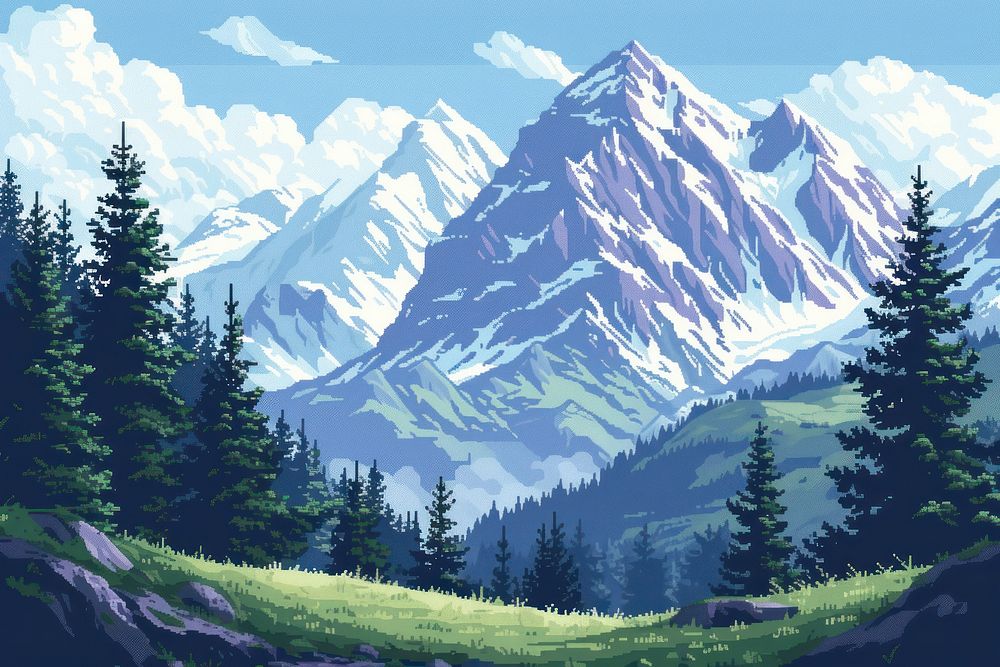 Austria cut pixel wilderness landscape mountain.