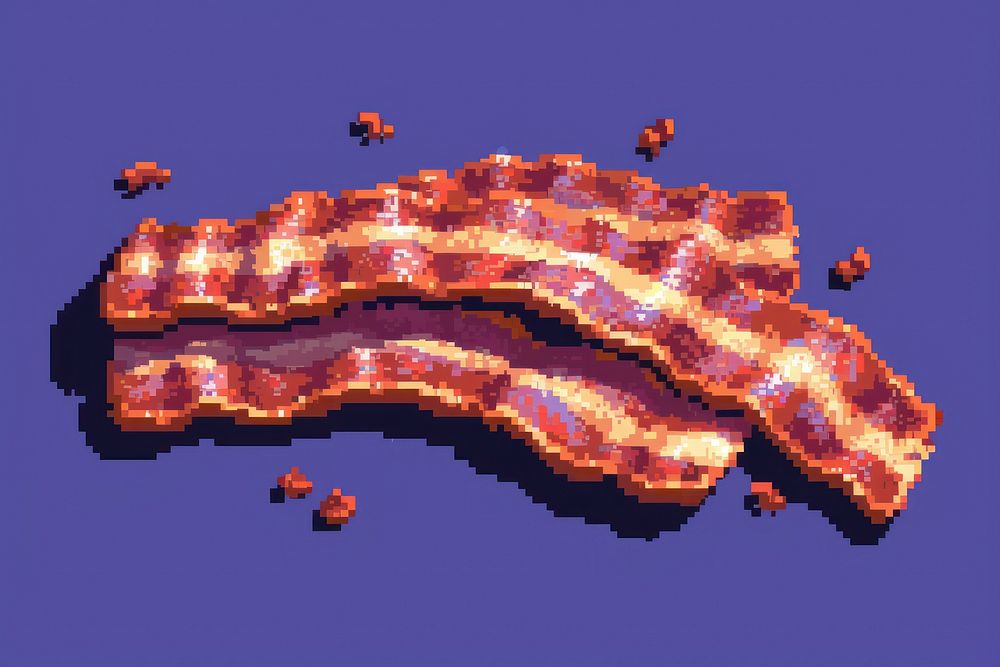 Bacon cut pixel food meat pixelated.
