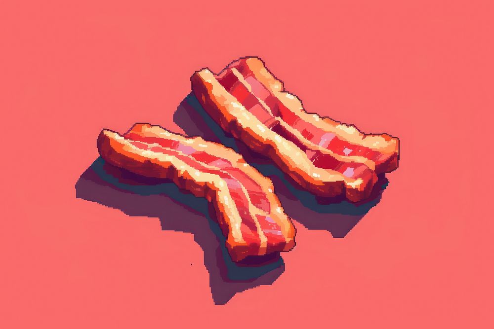 Bacon cut pixel food meat pork.