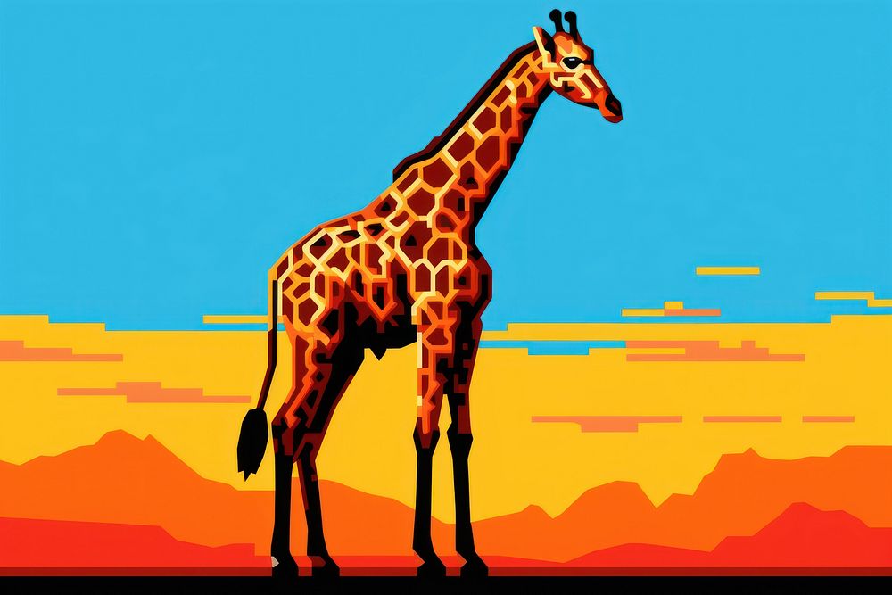 Giraffe africa cut pixel wildlife animal mammal.