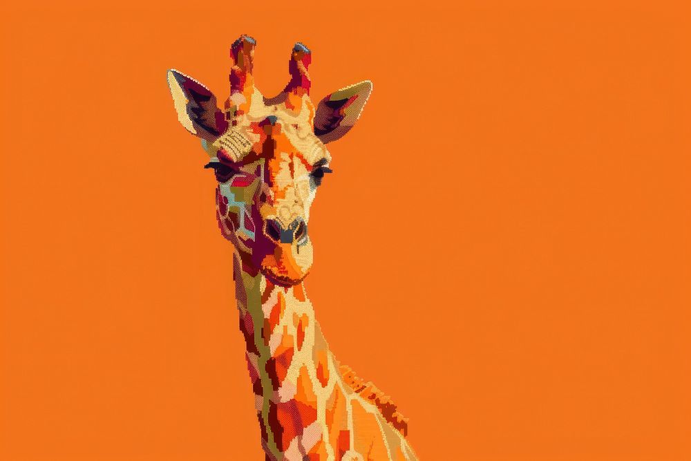 Giraffe cut pixel animal wildlife mammal.