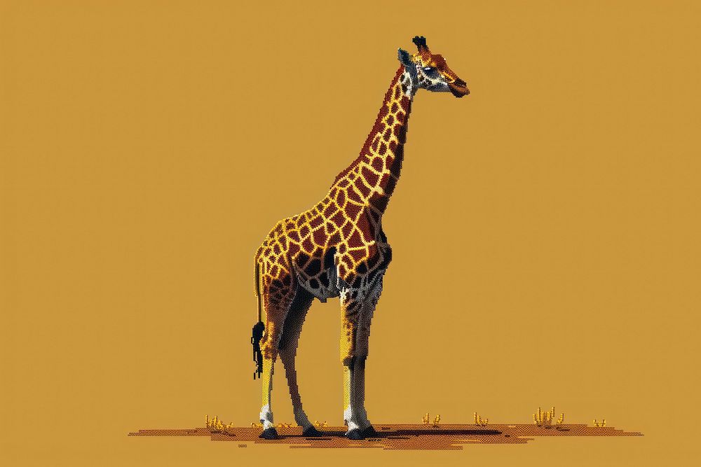 Giraffe cut pixel animal wildlife mammal.