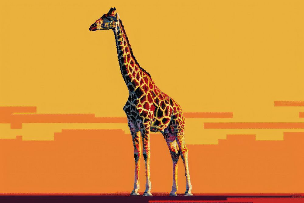 Giraffe cut pixel animal wildlife mammal.
