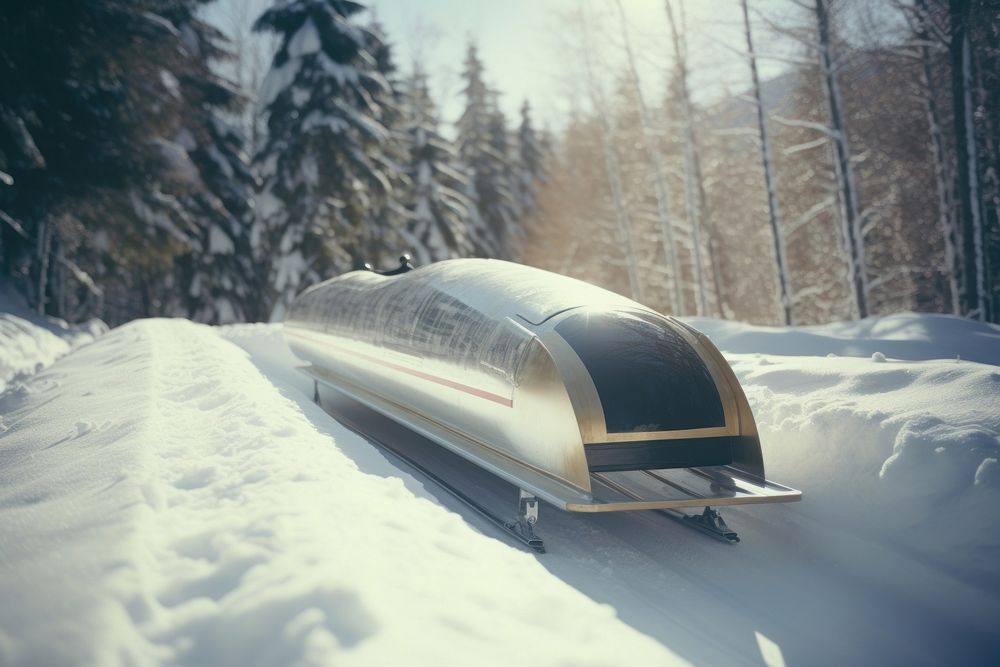 Bobsled outdoors vehicle winter.