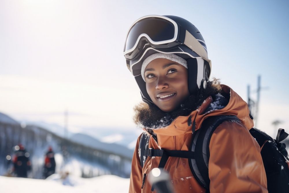 Skiing portrait outdoors helmet.
