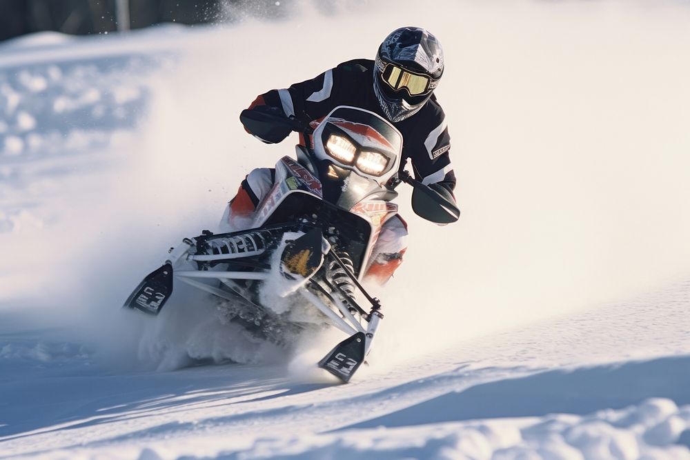 Snocross snowmobile motorcycle outdoors.