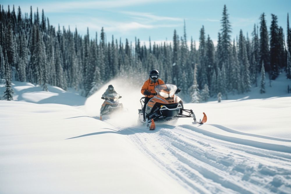 Snowmobile tour motorcycle outdoors vehicle.