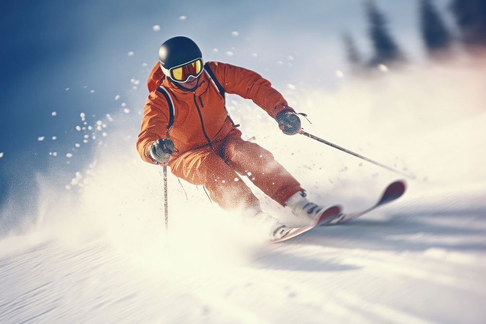 Skiing sports recreation outdoors.