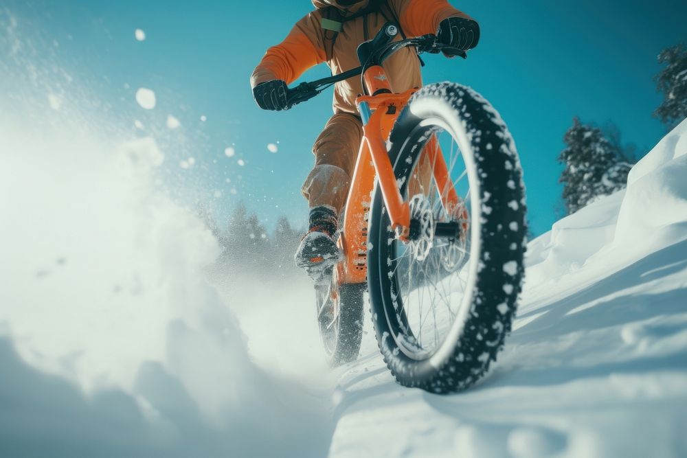 Snow biking sports vehicle bicycle.