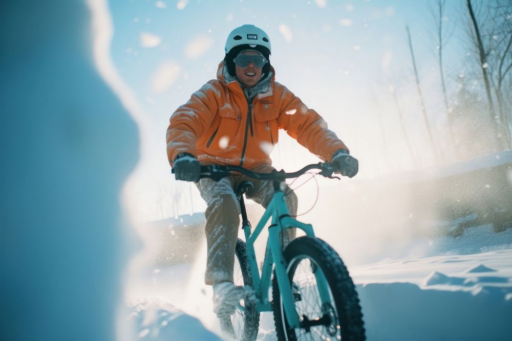 Snow biking sports outdoors bicycle.