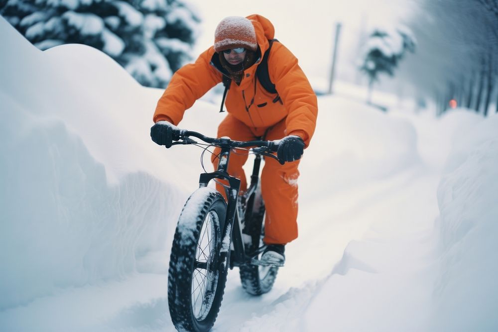 Snowbiking sports cycling bicycle.