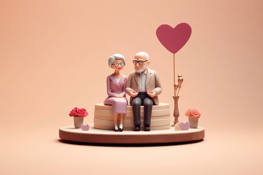 Man and his couple celebration figurine dessert.