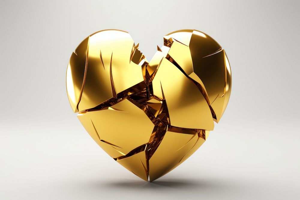 Broken heart gold chandelier cracked.