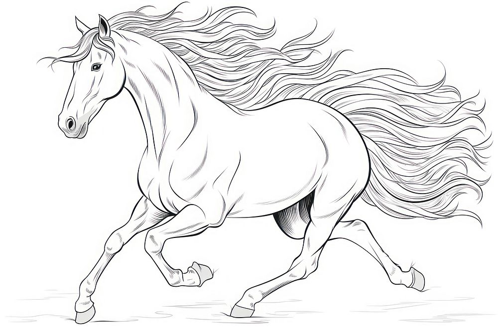 Unicorn outline sketch drawing animal mammal.