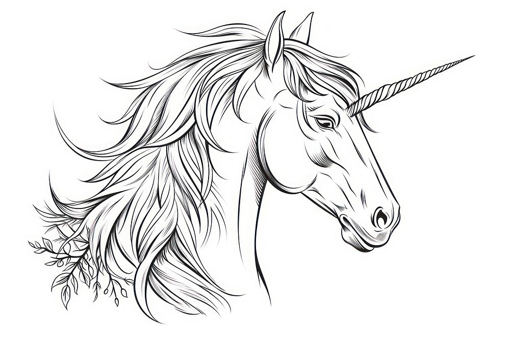 Unicorn outline sketch drawing animal mammal.
