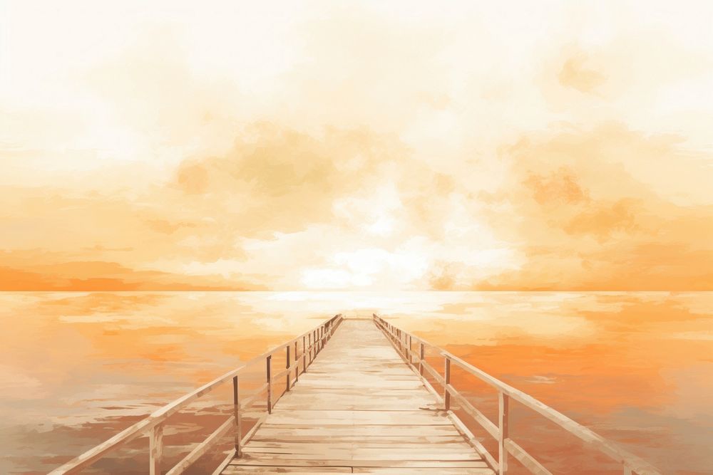 Sunset pier watercolor background sky backgrounds outdoors.