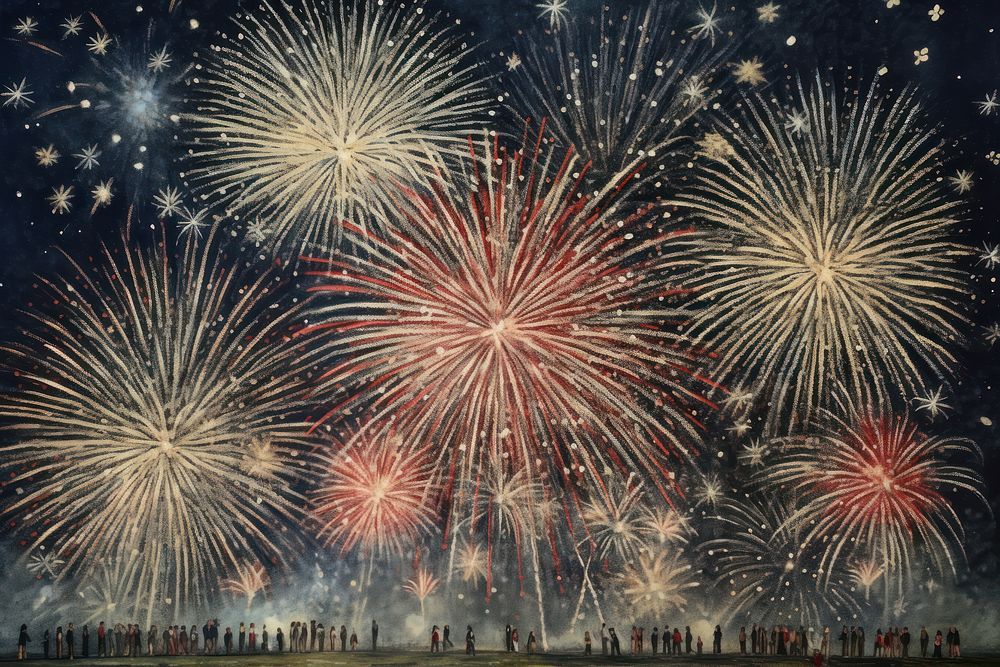 Glitter fireworks outdoors illuminated celebration.