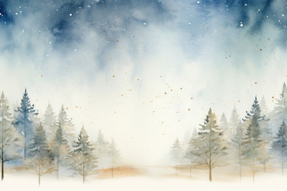 Winter forest watercolor background snow backgrounds landscape.