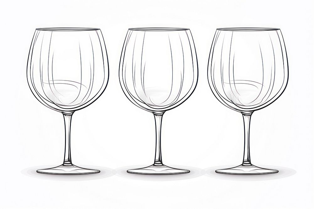 Wine glasses outline sketch drink refreshment transparent.