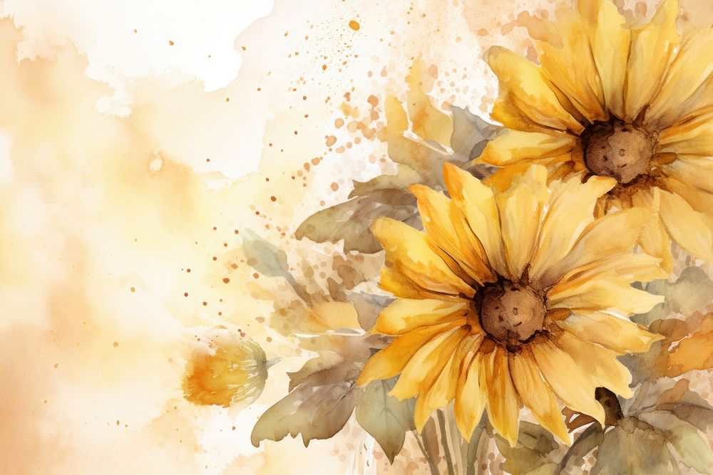 Sunflowers watercolor background backgrounds painting pattern.