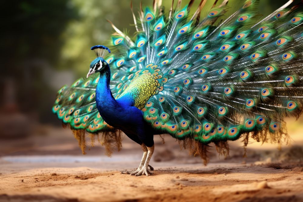 Peacock animal bird spreading.