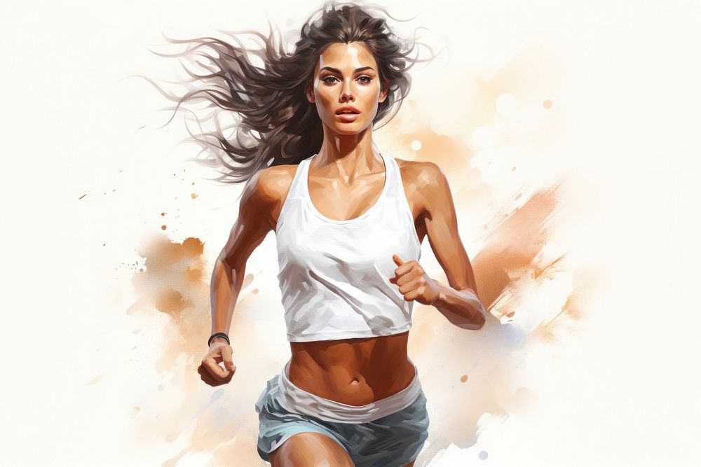Woman running on the treadmill jogging adult determination.