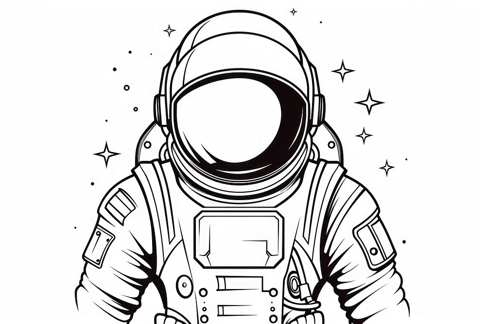 Astronaut outline sketch drawing adult illustrated.