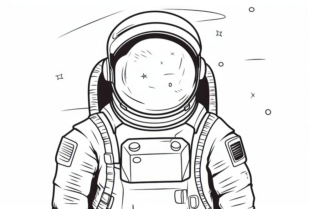 Astronaut outline sketch drawing illustrated technology.