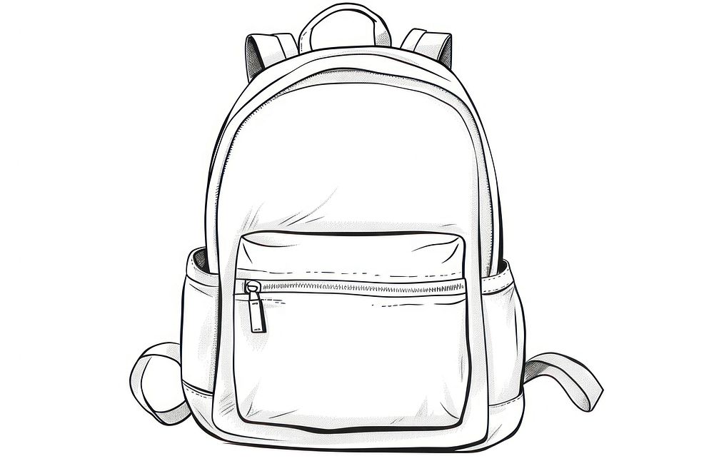 Bag backpack outline sketch white background accessories accessory.