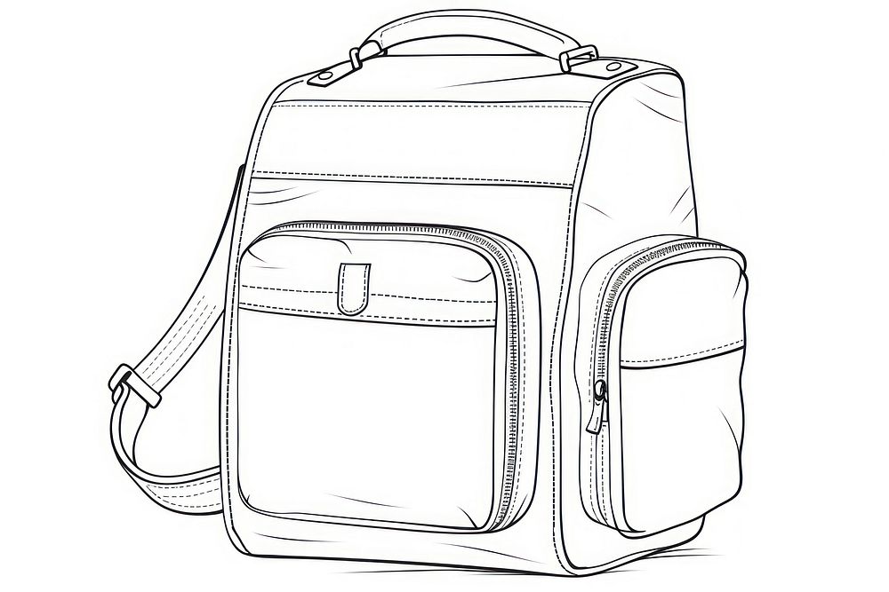 Bag backpack outline sketch handbag accessories monochrome.