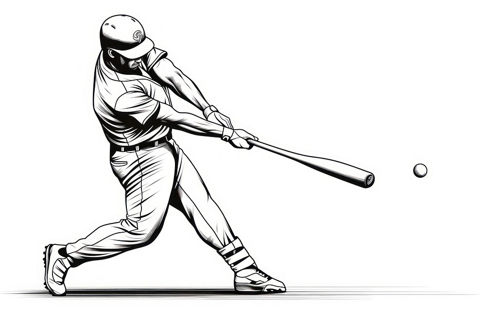 Baseball outline sketch athlete sports adult.