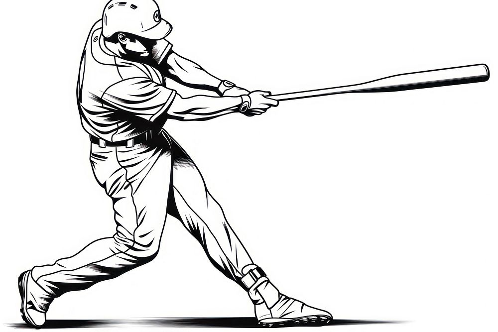 Baseball outline sketch sports white background monochrome.