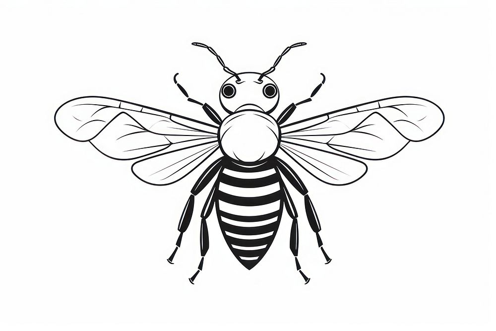 Bee outline sketch animal insect white.