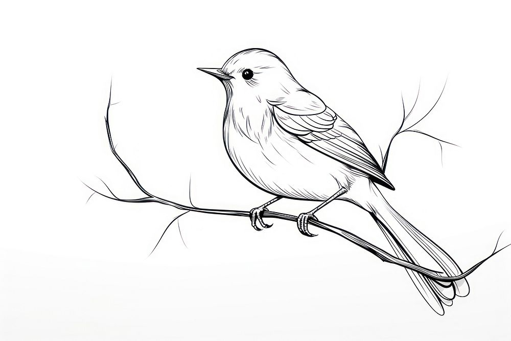 Bird outline sketch drawing animal white.